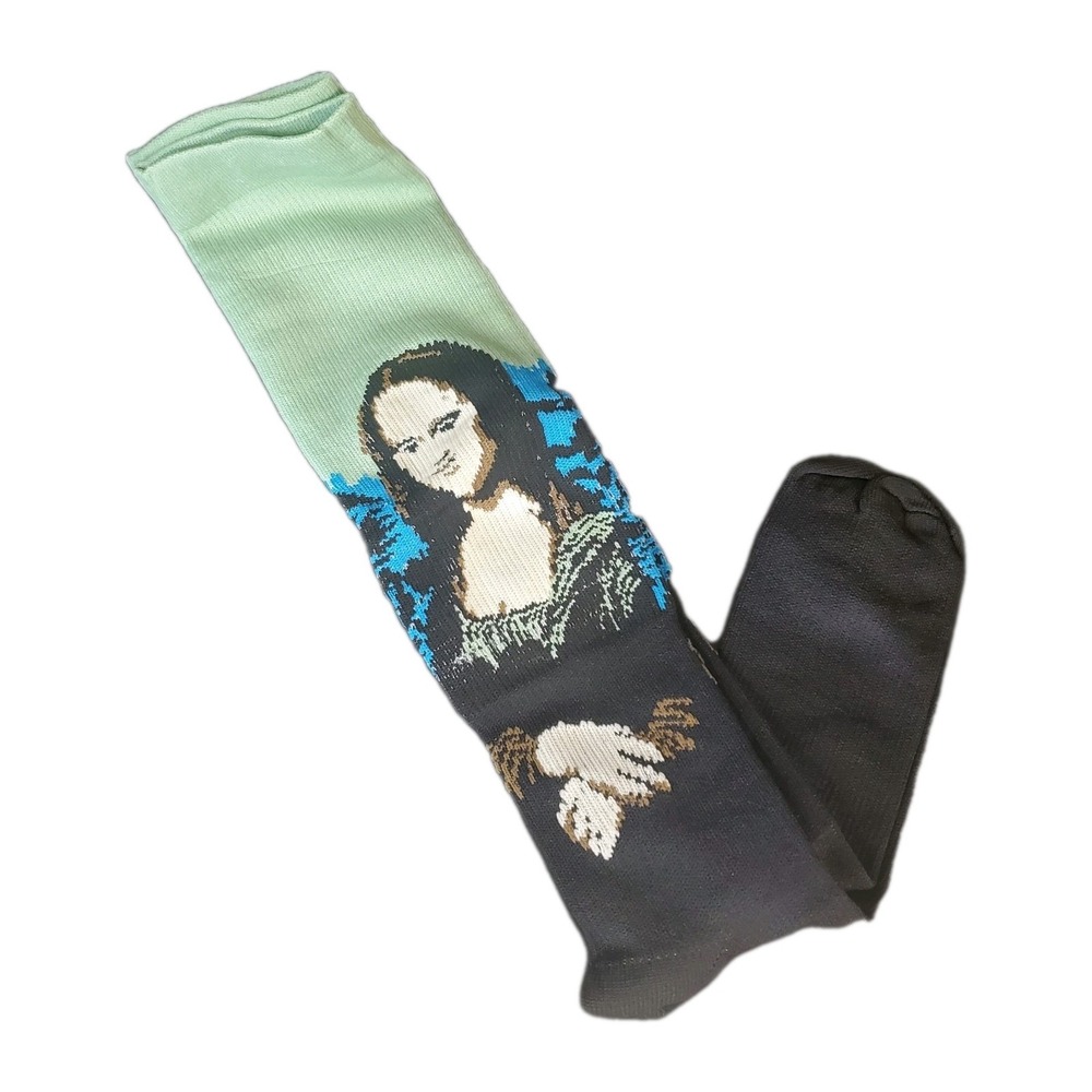 Mona Lisa Painting Knee High Novelty‎ Socks Funny Gift Artwork Leonardo Da Vinci